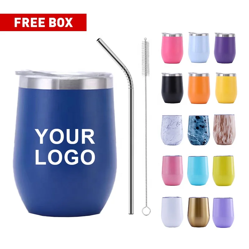 FANGYUAN 12oz custom logo egg shape beer wine with straw vacuum stainless steel sublimation coffe mug tumblers wholesale bulk