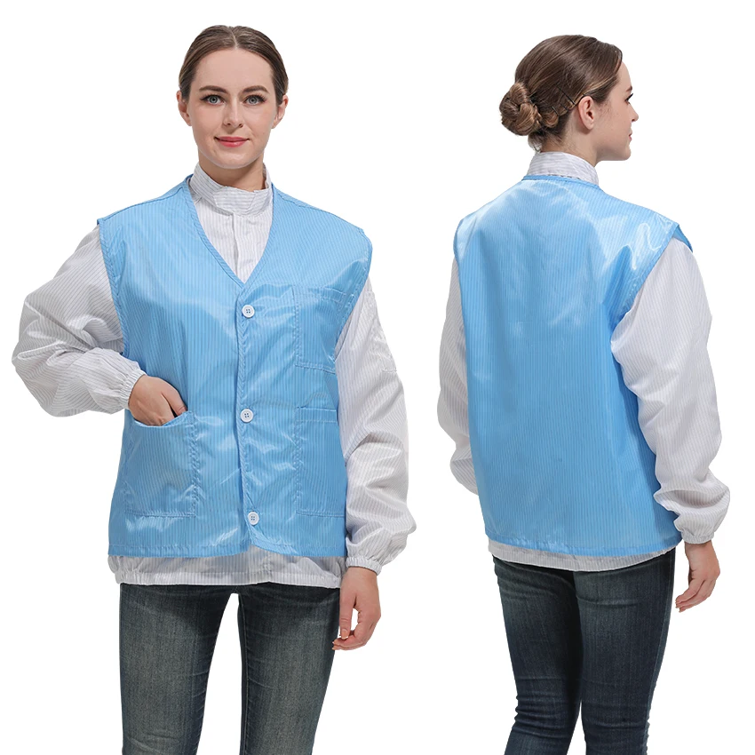 Dust-proof Washable Mesh Cleanroom ESD Vest Jacket Non Sleeve Anti-static Workwear Clothing