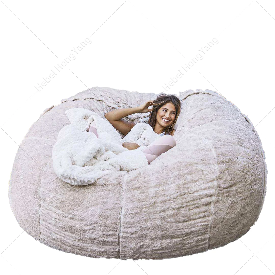 Plush Beanbags on Sale Indoor Poly Beans Filling Giant Fluffy Faux Fur Beanbag Lazy Sofa