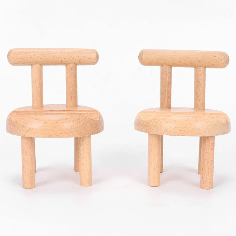 Solid wood mobile phone holder, mobile phone base, creative mini stool desktop mobile phone holder (1 piece)