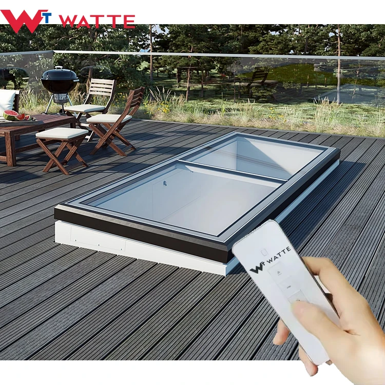 Electric Sky Roof Access Hatches Skylight Ventilation Window Motorised Open Double Glazed Glass Rooflights For Flat Roof