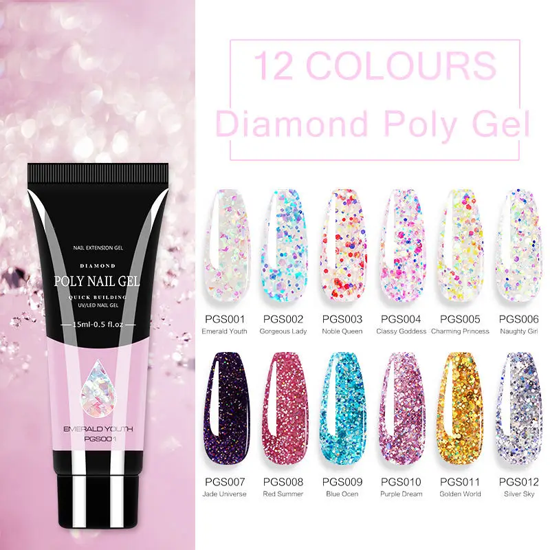 New 15ml Nail Polish UV Gel Extension Gel Finger Quick Building Extensions Acrylic Poly Nail Acrylic Extension Solid Builder