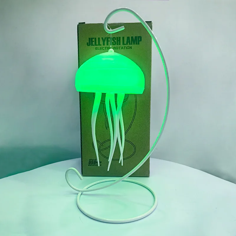 Современный дизайн Медузы светодиодный ночник USB питание динамическое вращение настольная лампа для спальни креативный переключатель мощности