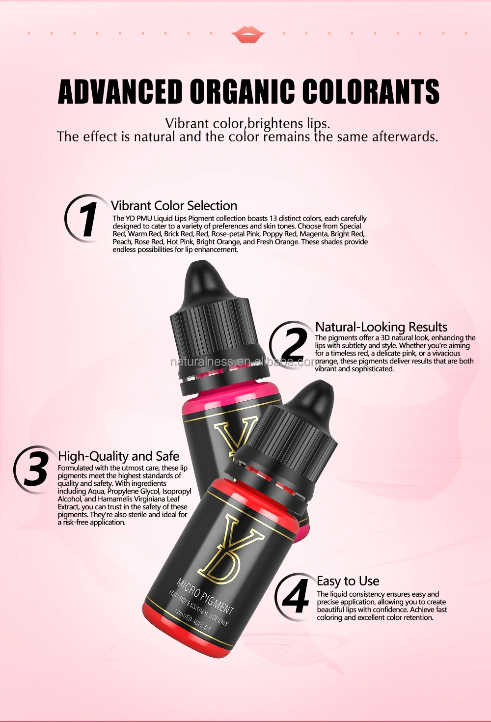 Naturalness Easy Coloring  Liquid Pigments Microblading YD Tattoo Ink Permanent Makeup Pigment lip blush pigments