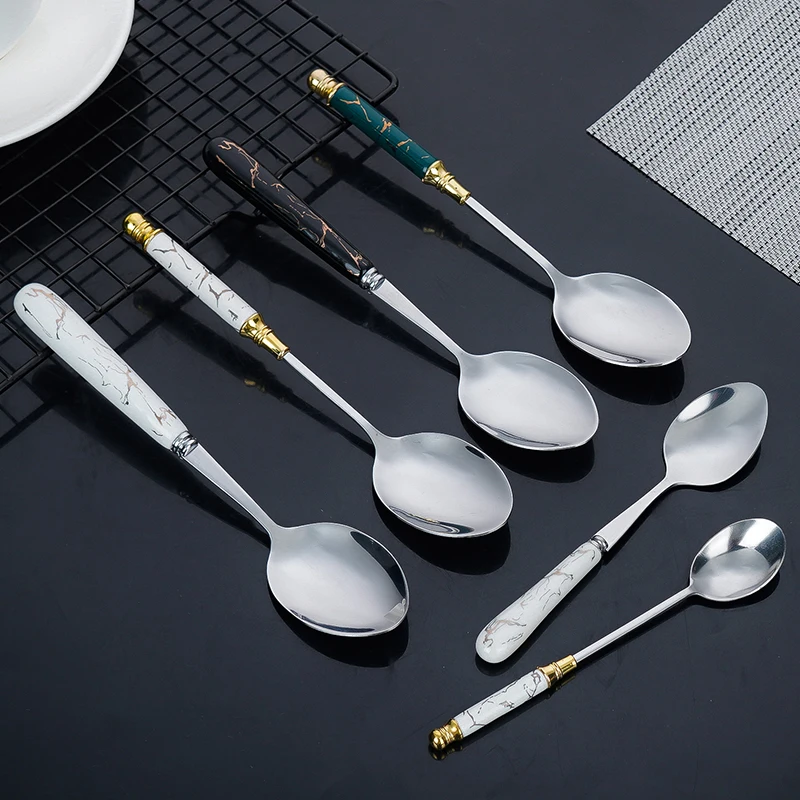 GEMEI Porcelain Handle Stainless Steel Tableware 24 Piece Cutlery Set Gift Packing Knife Fork Spoon Flatware Set