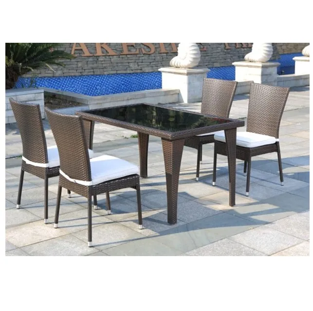 
foldable rattan outdoor long table set 