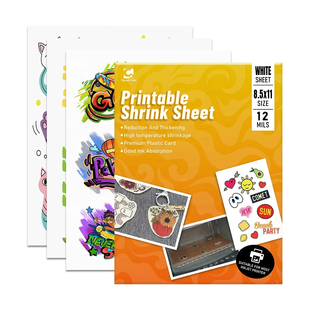 Shrinky Pvc Clear Sheets Films Jewelry Peintable Wrapping White Label Sleeve Keychain Printable Pet And Printable Shrink Paper
