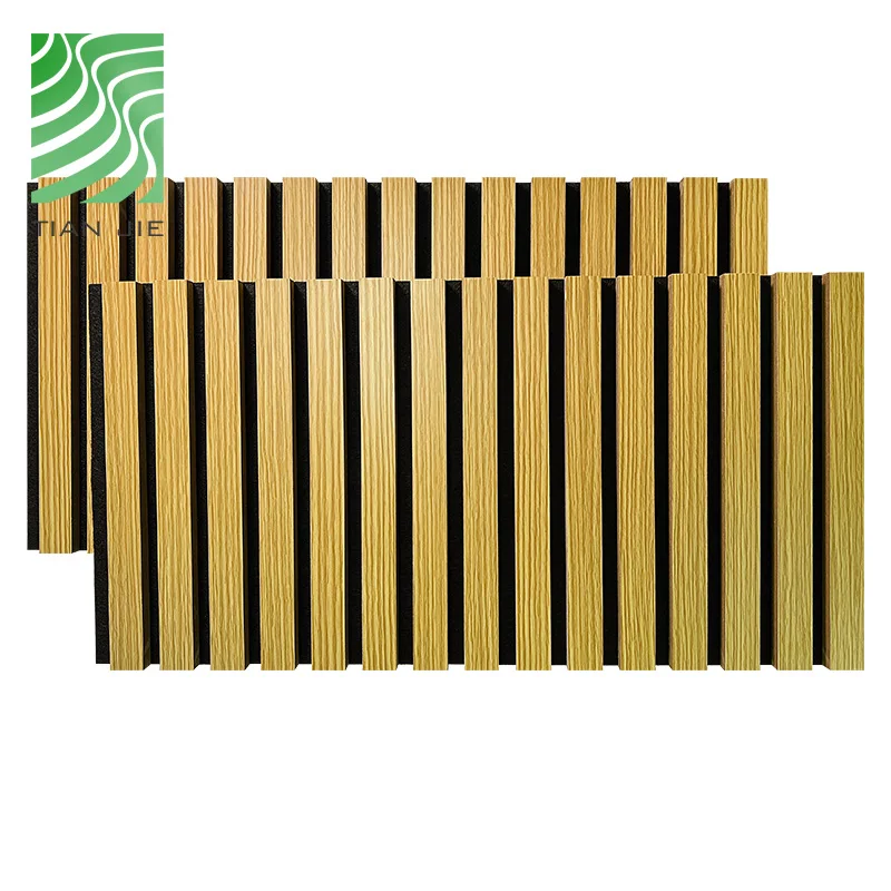 Tianjie Acoustic Panels E1 Grade Flame Retardant Material Grooved Wood Slat Acoustic Panels
