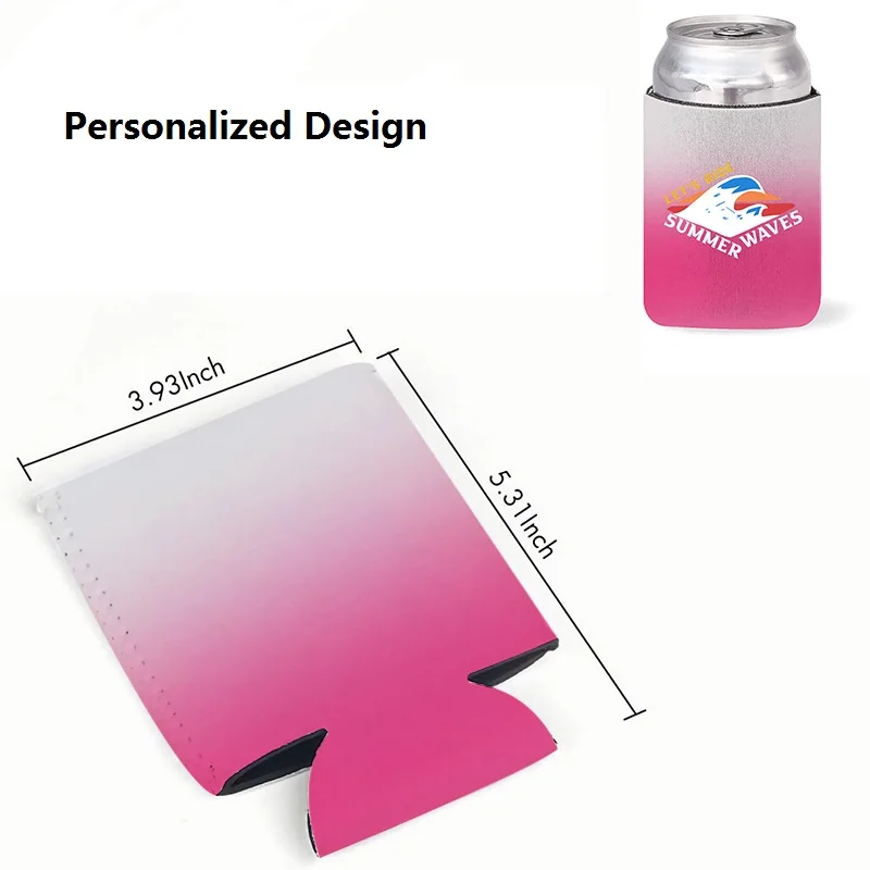 Custom gradient color creative personalize beach neoprene beer can cooler sleeve coozies for summer party favor