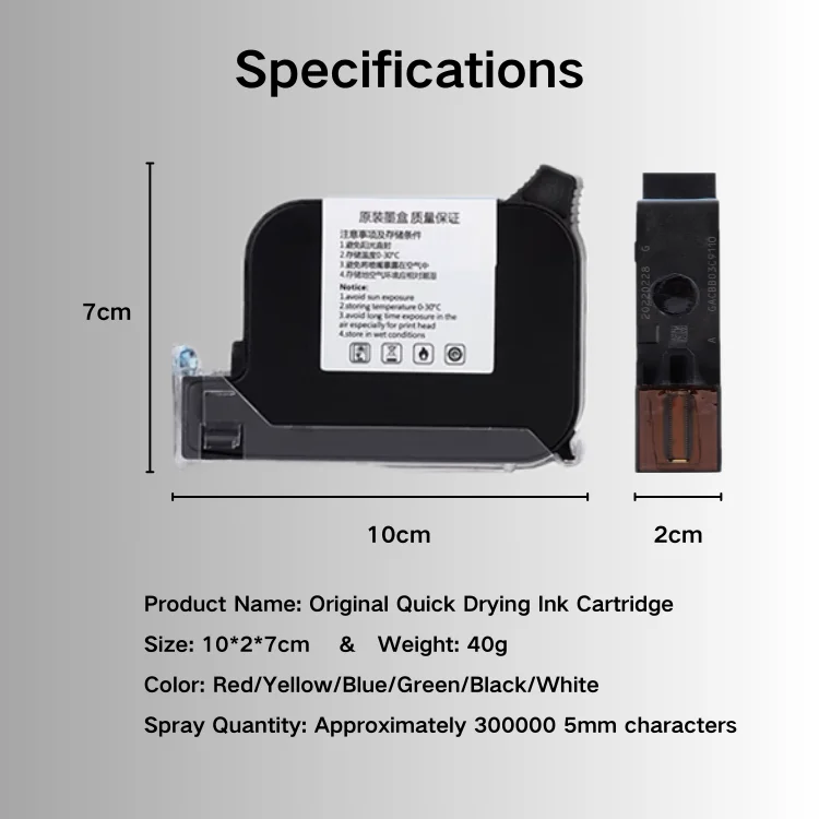 Durable Waterproof Replacement Ink Cartridge High Quality Multiple Colors 12.7/25.4MM for Handheld Inkjet Printer 42 Ml