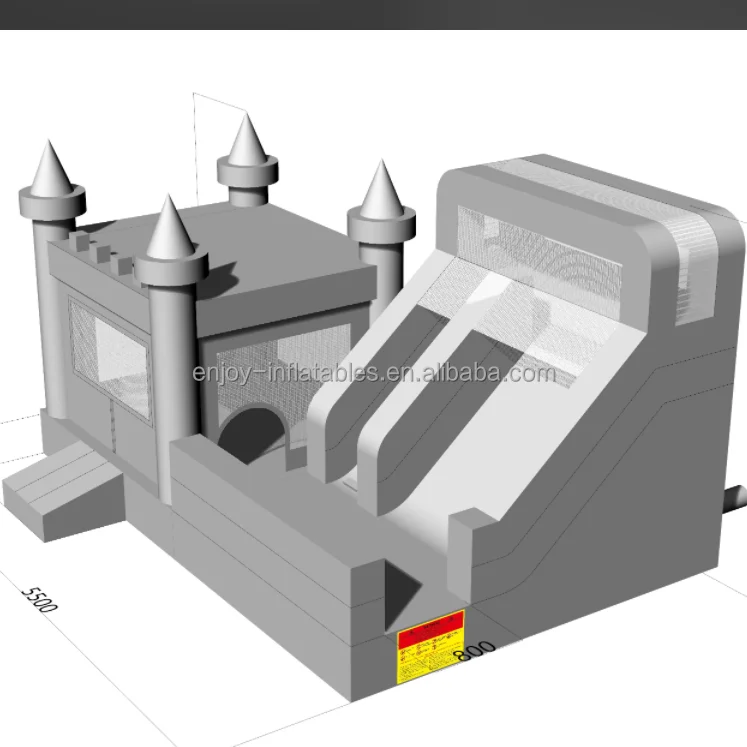 Outdoor commercial inflatable white bounce house combo with ball pit and slide inflatable castle water slide pool