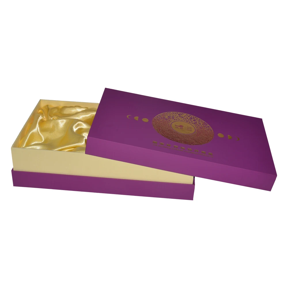 Custom Logo Gold Foil Printing Paper Cardboard 2 Piece Lid and Base Birdnest Gift Packaging Box with Luxury Silk Satin Lining
