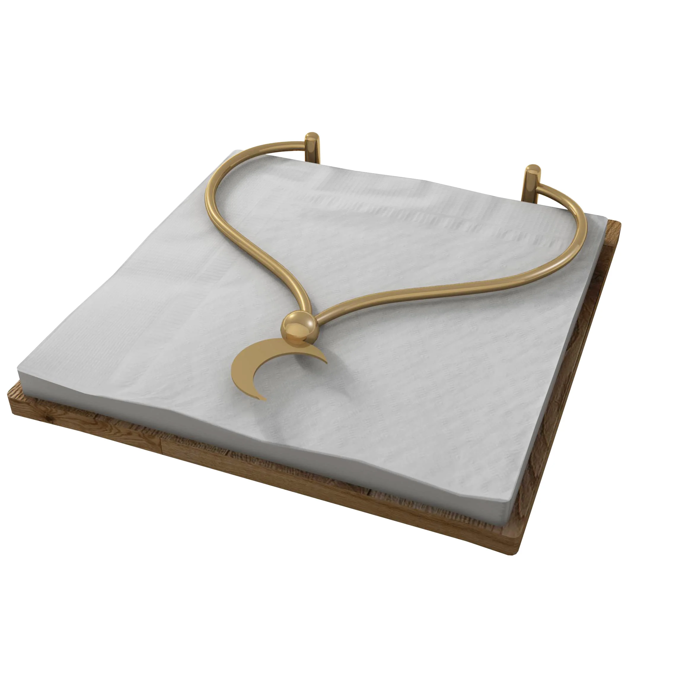 Muslim Moon Gold Metal Napkin Holder with Wood Base for Ramadan Decor