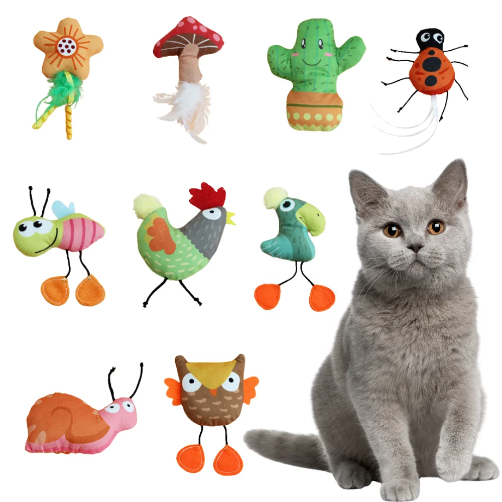 Manufacturer Forest Series Plush Cat Toy Interactive Catnip Toy with Feather