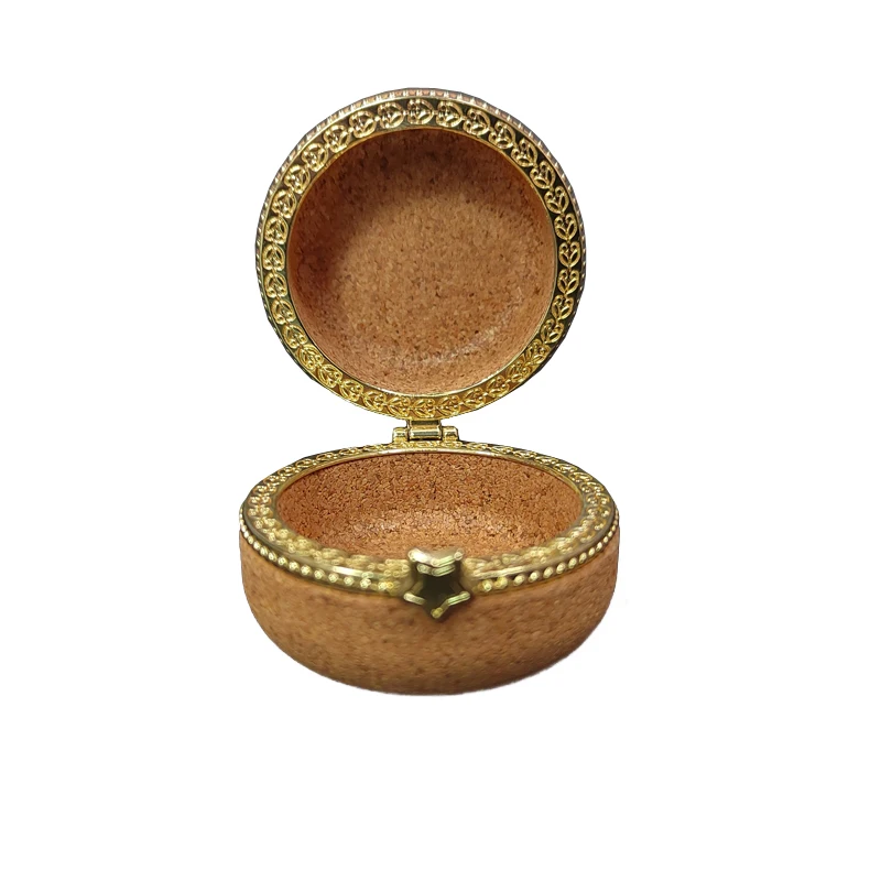 Luxury cork packaging box small cork storage box cork jewelry box for wedding bands and earrings
