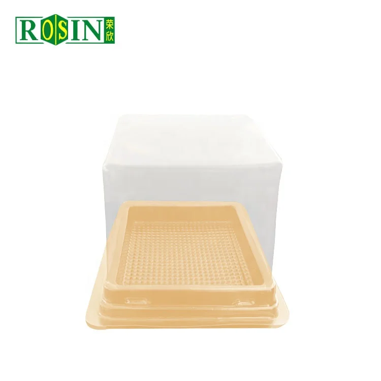 10 x 10 x 5 Cheap Plastic Round Golden Plastic Mini Food Cake Tray With Clear Lids
