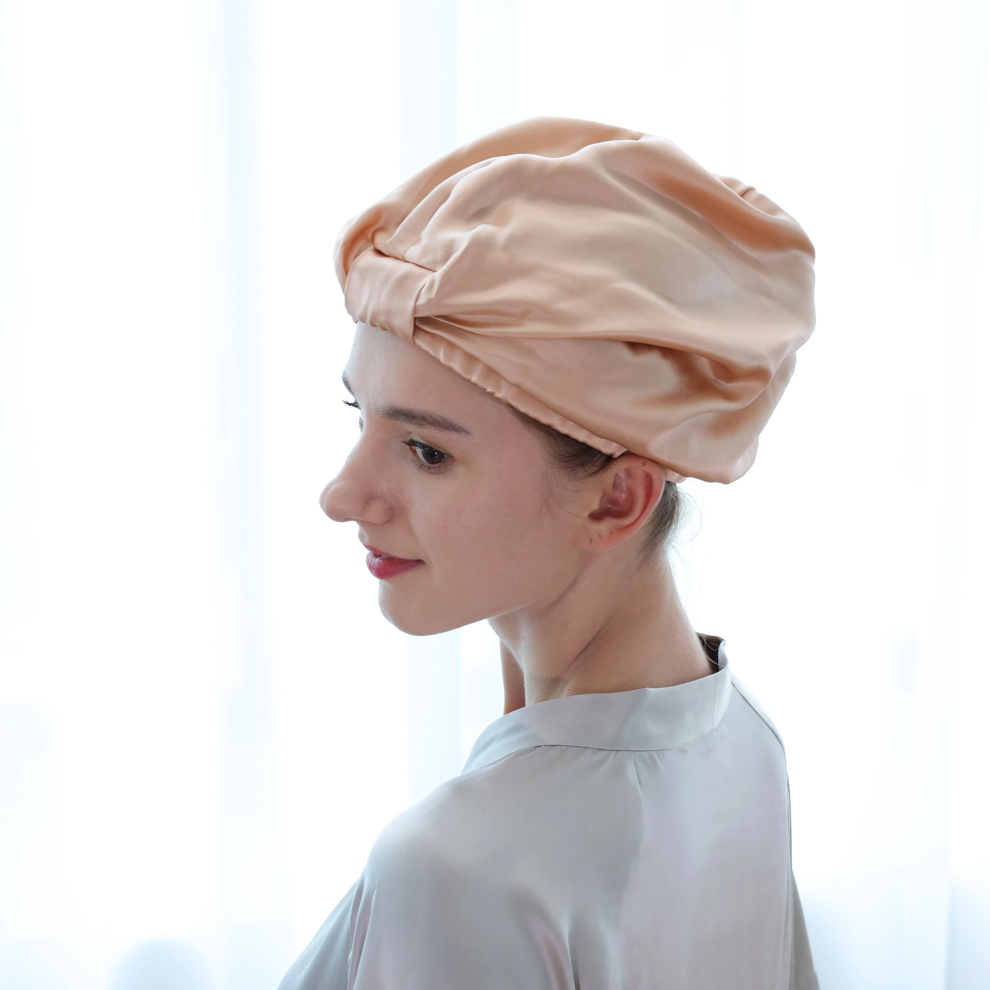 Amazon Hot Sale Supporting Customization 22mm Pure Color 100% Mulberry Silk Bonnet