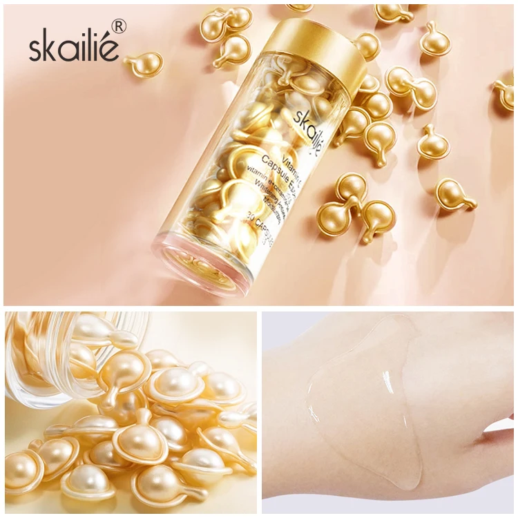 Private Label Face Care Portable Whitening Anti-Aging Skin Care  Vitamin C E Serum Capsules Set