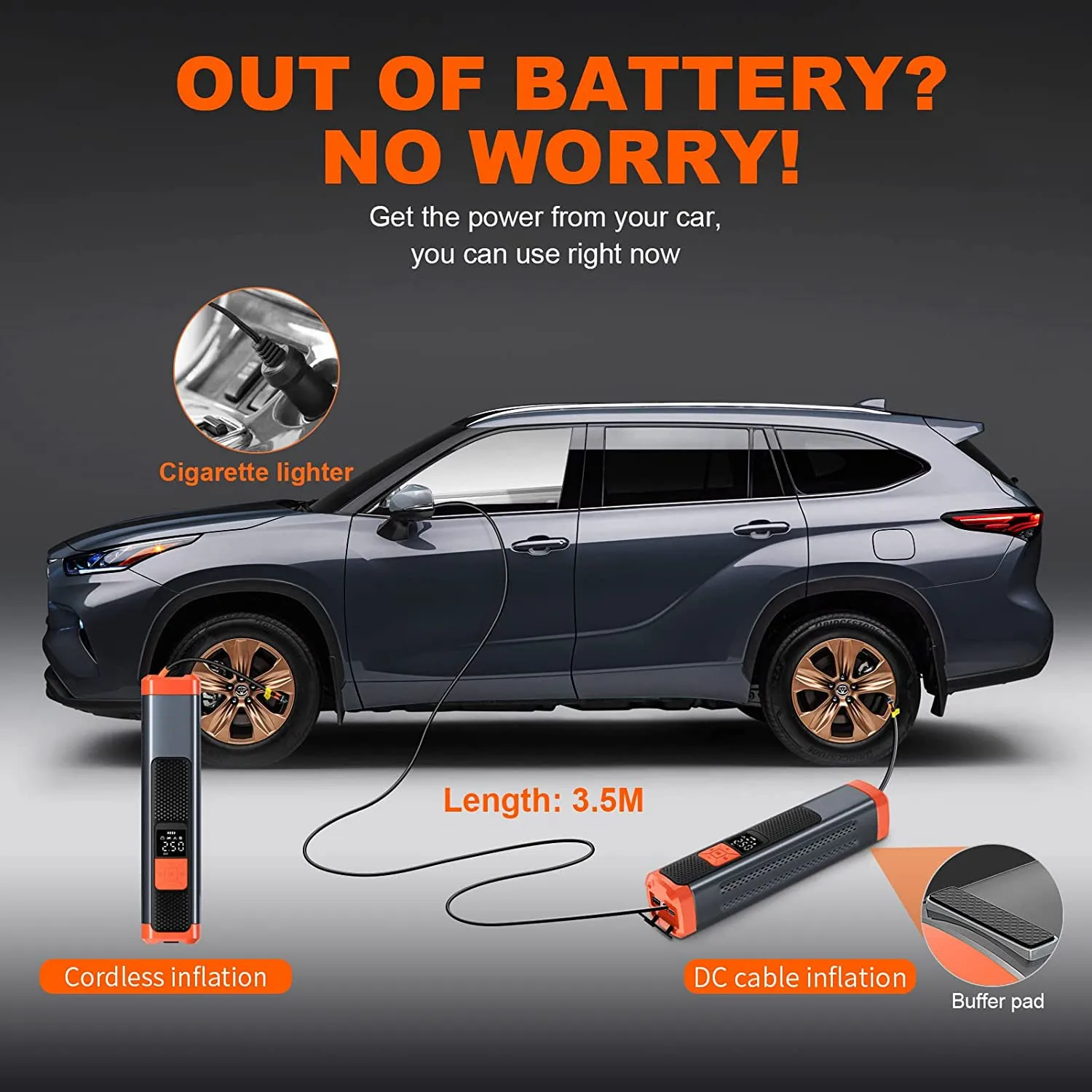 Tire Inflator Portable Air Compressor Air Pump for Car Tires Car Accessories, 12V DC Auto Tire Pump with Digital Pressure Gauge