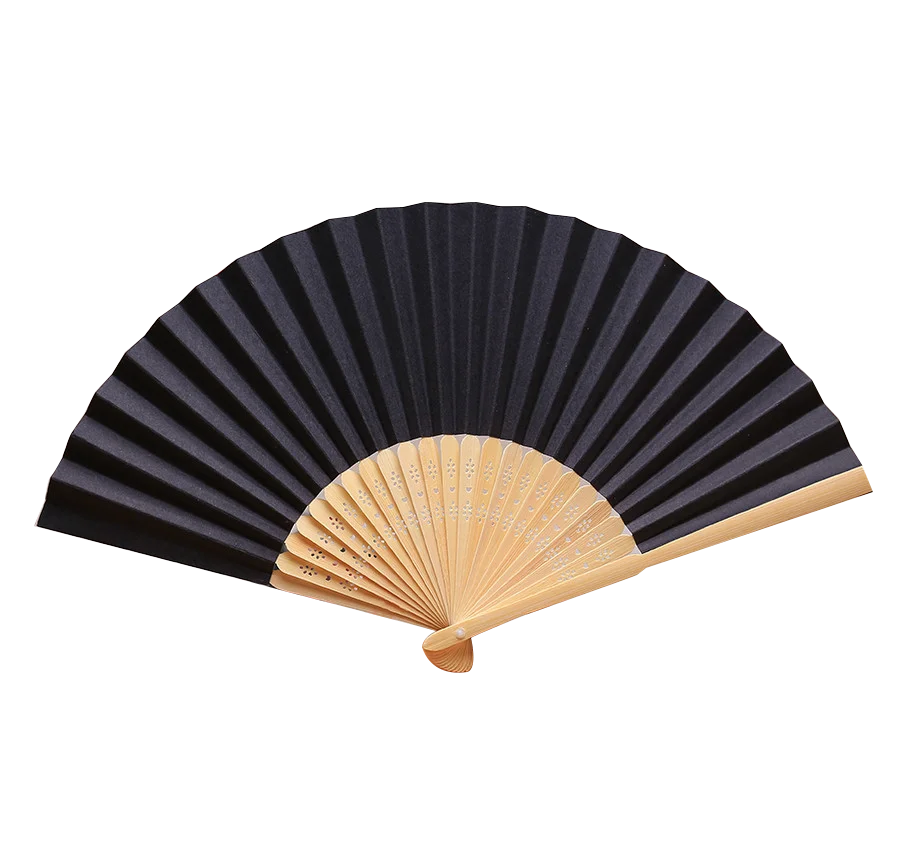 Customized Logo Wedding Hand Fan 33cm Folding Bamboo with Painted Decoration Carved and Organza Wedding Gift Bag DIY Item