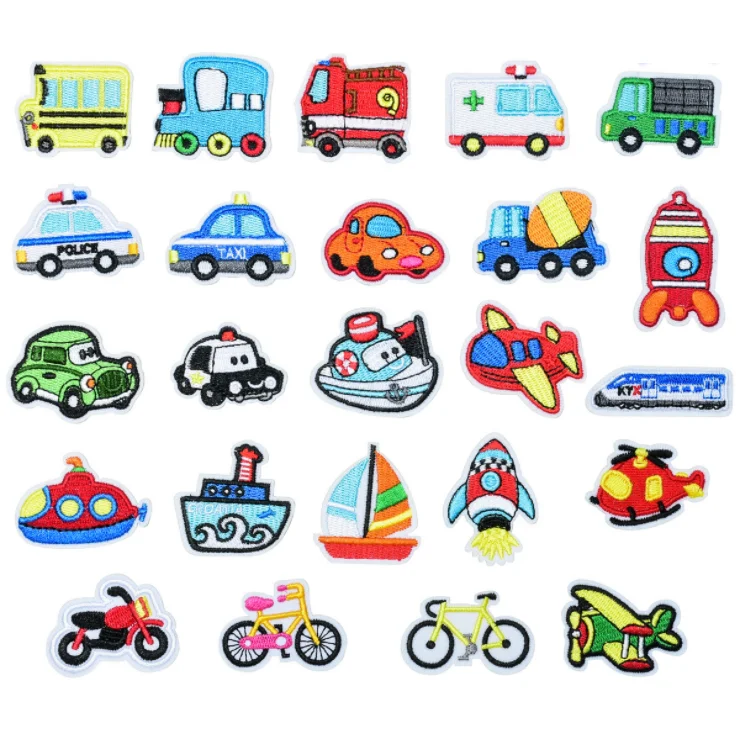 Amazon hot selling custom cute  embroidered car patches iron on cartoon appliques for kids DIY