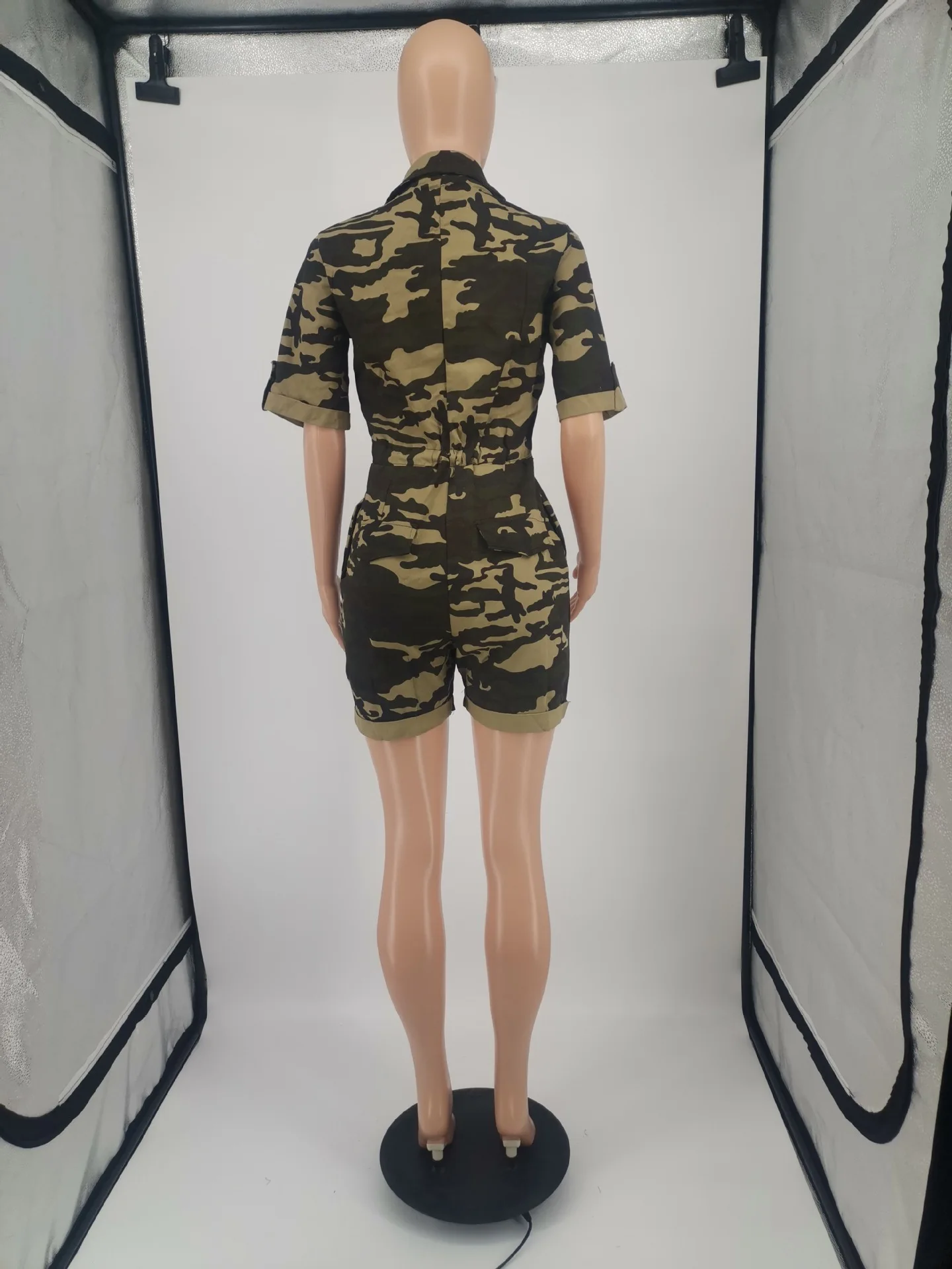MT01-183  Women Clothing 2021 Summer Deep V Neck Romper Shorts Women Camouflage Jumpsuit plus size women clothing