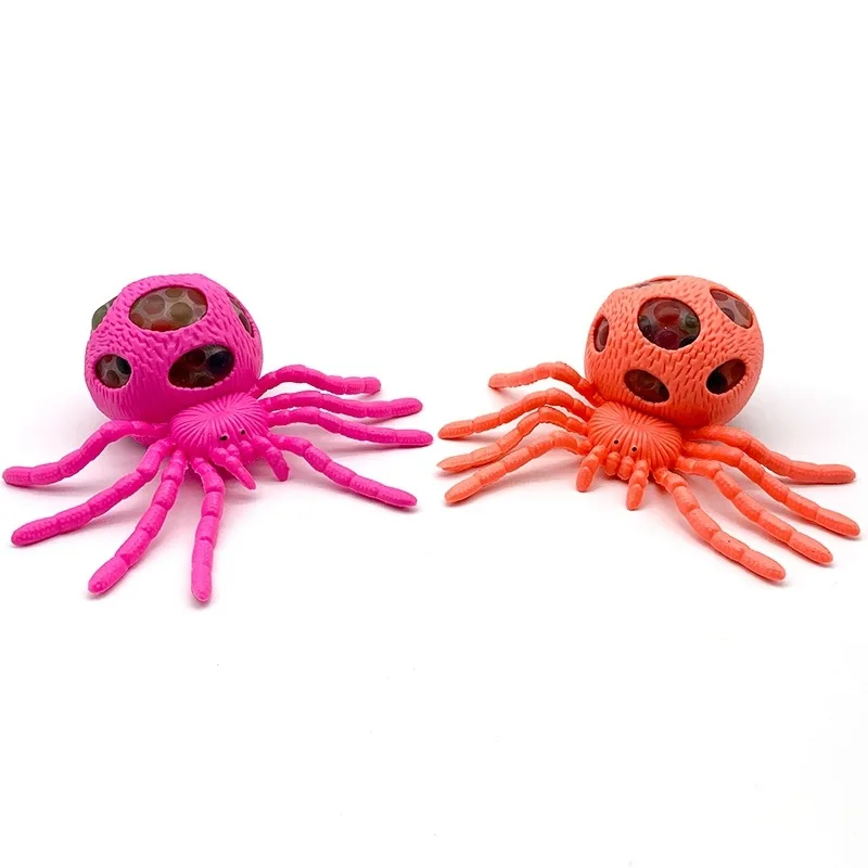 Custom Design Cute Cartoon Animals Squeeze Stress Relief Fidget Water Beads Grape Ball Toy Squeeze Spider