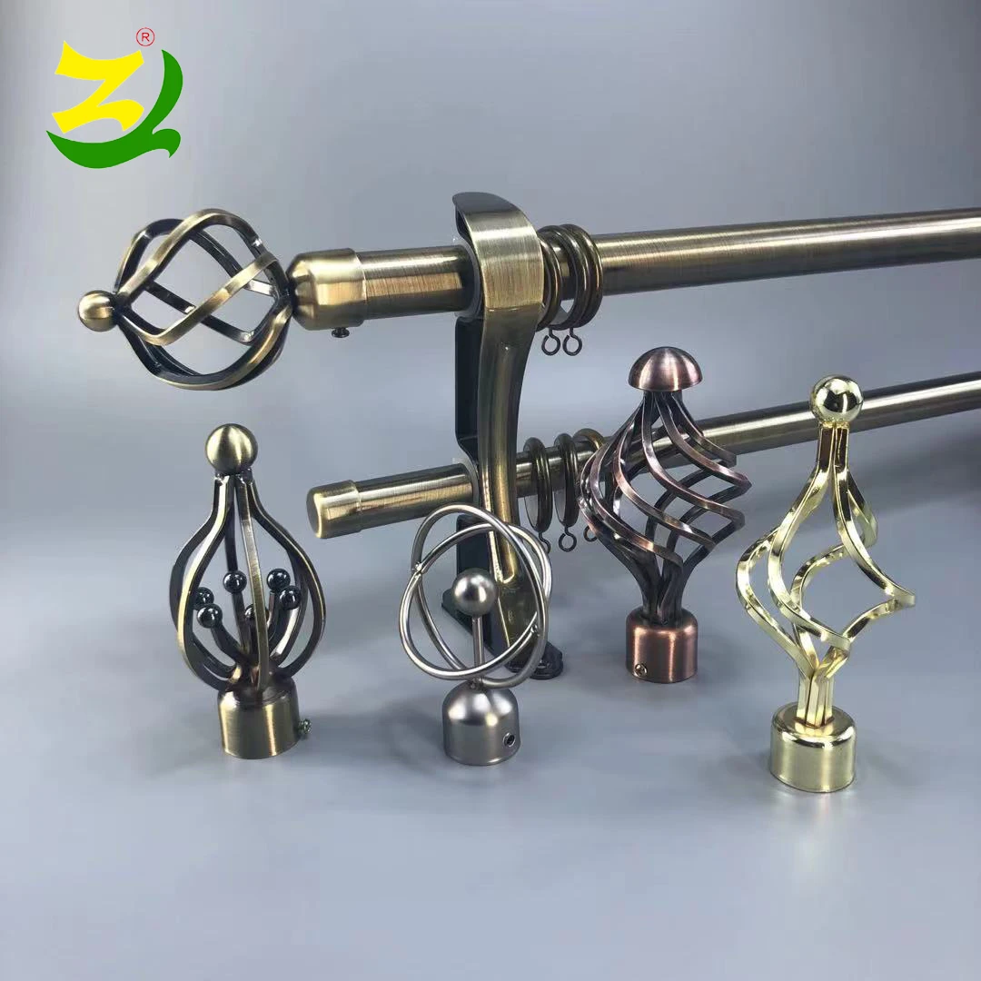 
ZELUAN 2021 Wholesale curtain rod pole set with double bracket support 