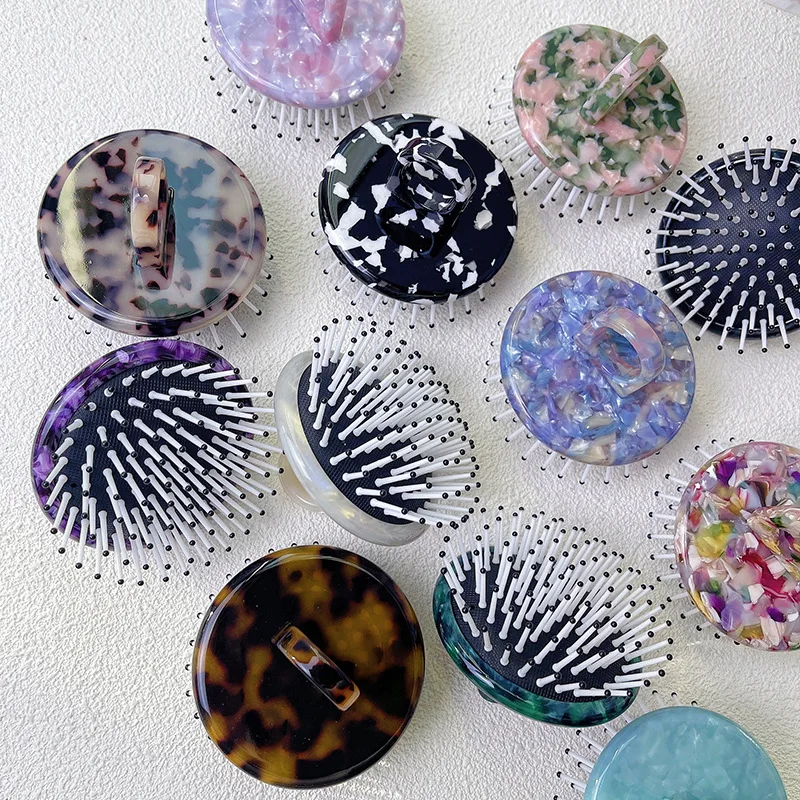 New Styles Marble Colors Acetate Acid Ring Holder Air Cushion Comb Massage Comb Hair Accessories