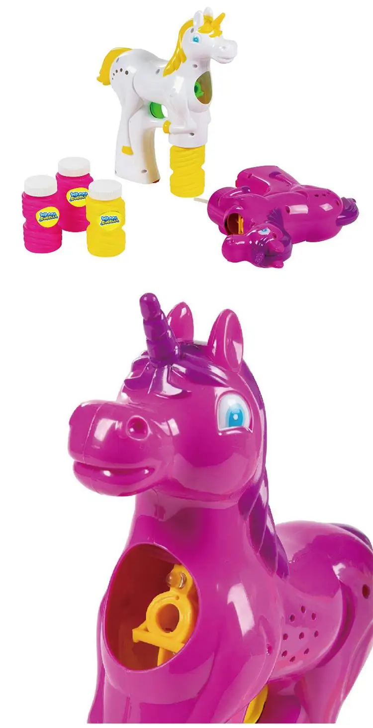 Kids toys LED unicorn bubbles gun light up bubble shooter