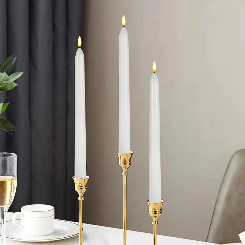 Stay on 170Hours  3d Real Flame Remote Control Dinner Flickering Flameless 6 Pack Tapered Candlesticks Rechargeable Taper Candle
