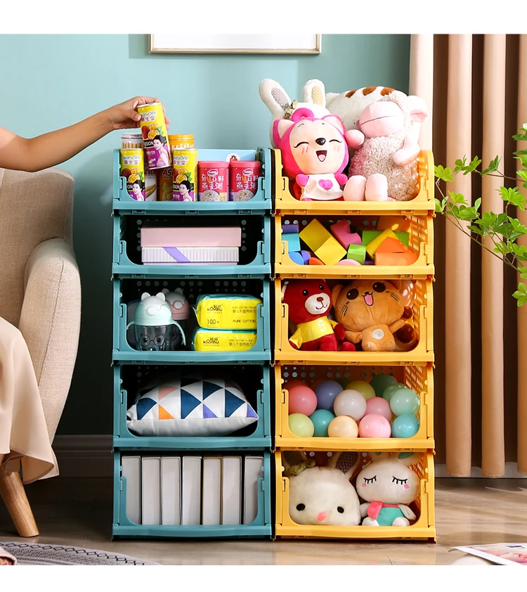 Multi-functional Household Toy Kitchen Organizers Colorful Wardrobe Stacking Layers Space Shelving Holders Storage Basket Racks