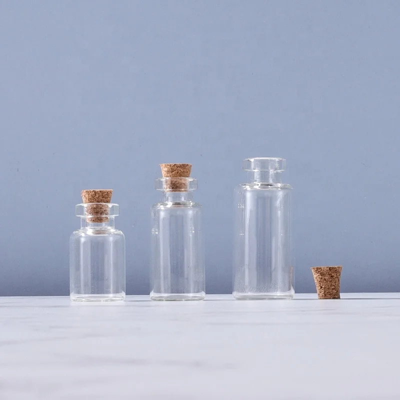 Mini 0.5ml 1ml 2ml 3ml 5ml clear glass wishing small drift bottle vials with cork Glass Tube Corked Jars Candy Bottle