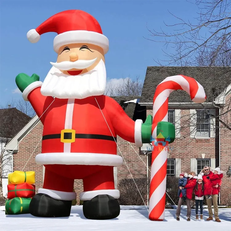 20ft Santa Claus with Candy Cane Giant Christmas Inflatable Outdoor Decoration