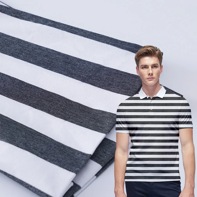 Spandex pique cloth clothing material elastic pique knit striped polo shirt pique fabric