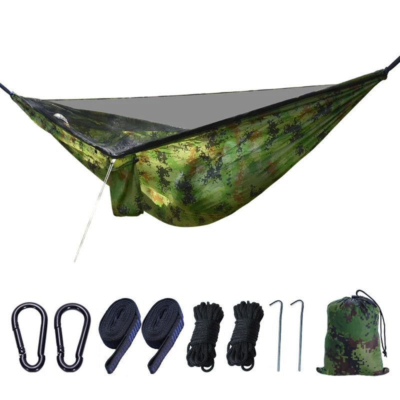 2023 Newest Camouflage Nylon Portable Camo Hammock With Mosquito Net For Camp Hiking Outdoor