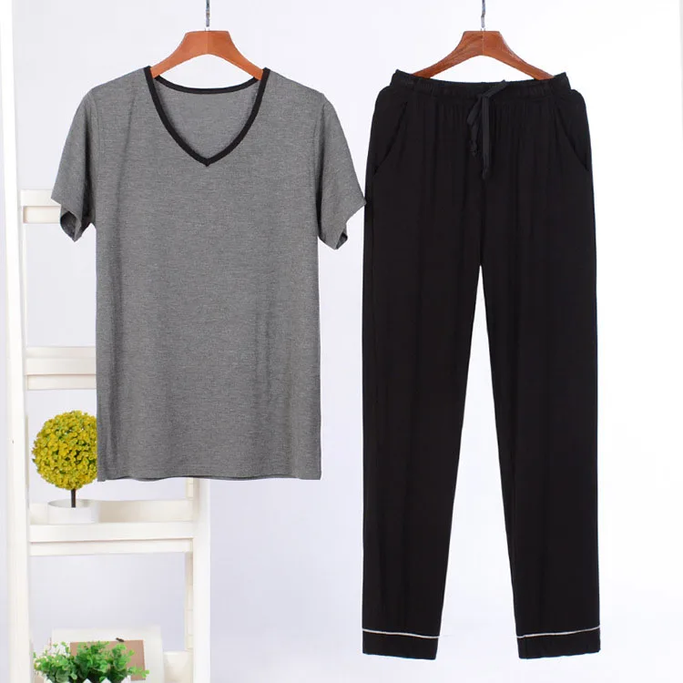 Hot selling short sleeve modal  homewear mens Knitting  pajamas set sportswear
