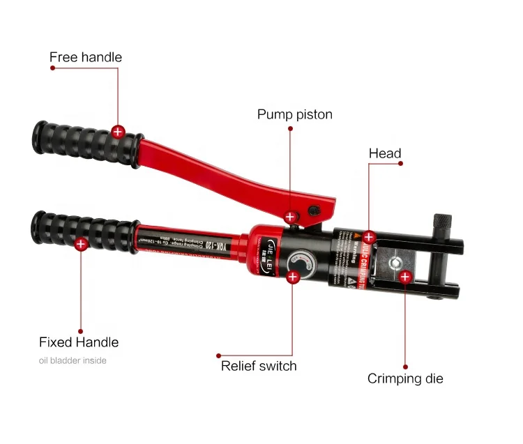 YQK-120 Cu16-300mm2 Copper aluminum cable terminal press hydraulic wire manual lug crimping tool machine,Taizhou Ruiba