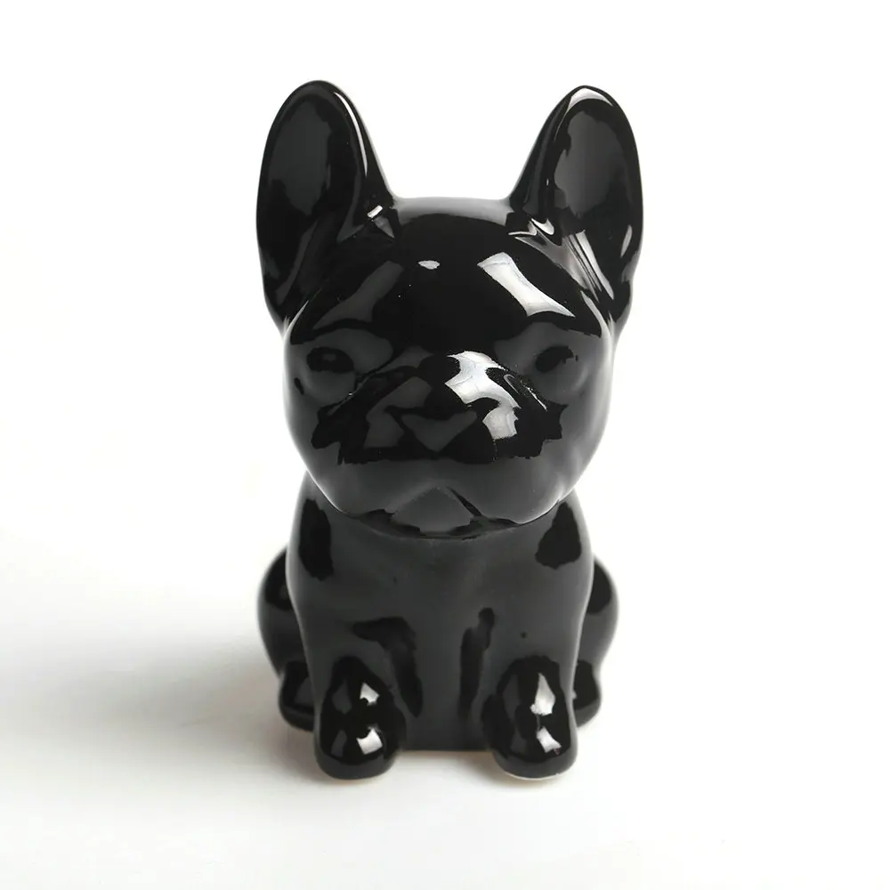 Ceramic Modern Decorative Colorful Cute Sitting Frenchie Bulldog Statue Puppy Angel Dog