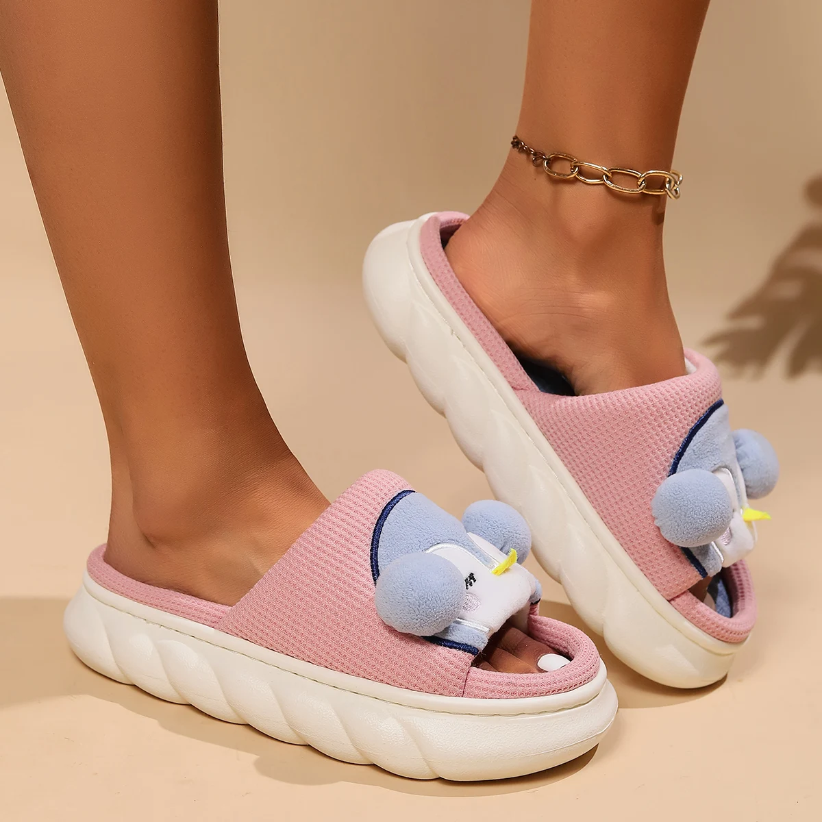 Lovely Animal Penguin Cute Cartoon Slides Thick Sole Anti Slip Summer Sandals Indoor Unisex Home Women Slippers