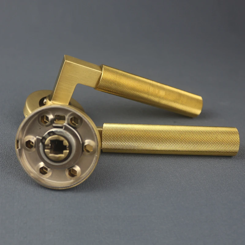 German luxury Brushed gold Stainless steel engrave art rosette door lever handle