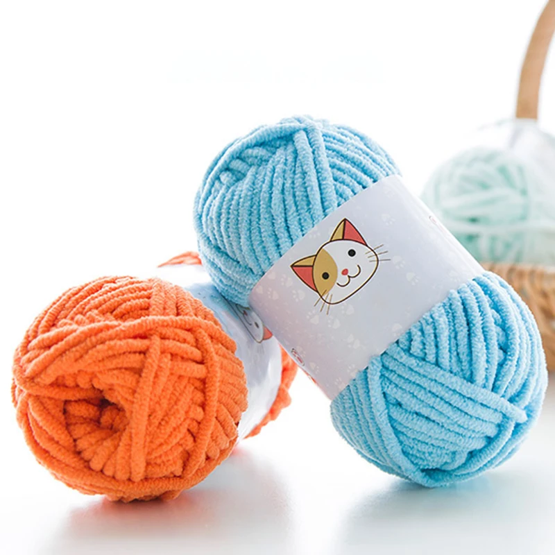 ZENGLONG 3.5mm 50g wholesale 100% polyester chunky chenille yarn multicolor winter warm crochet knitted yarn