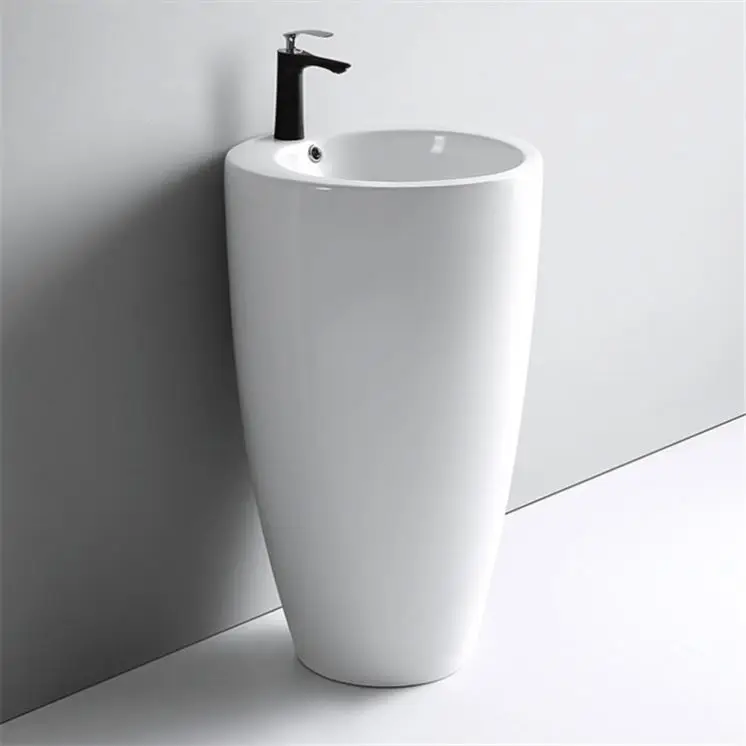 Modern bathroom face white ceramic hand wash lavatory sink half pedestal wash basin designs for dining room semi-pedestal basins