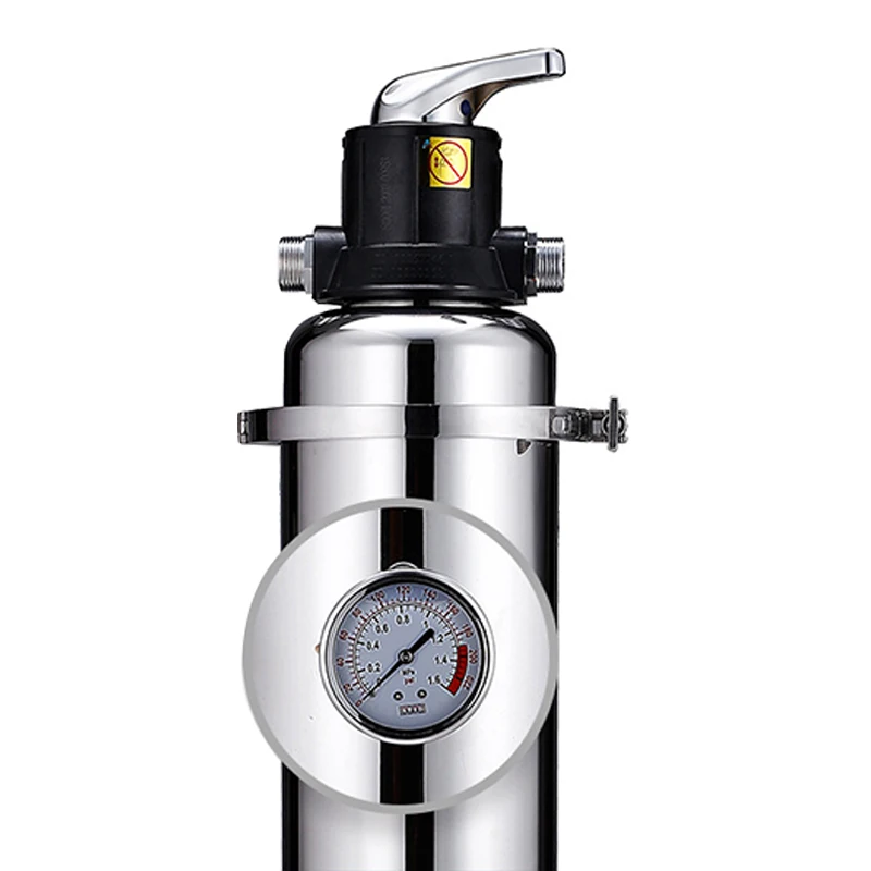 4000L commercial washable pvdf filter under sink 304 stainless steel tap water pressure gauge manual uf central water purifier
