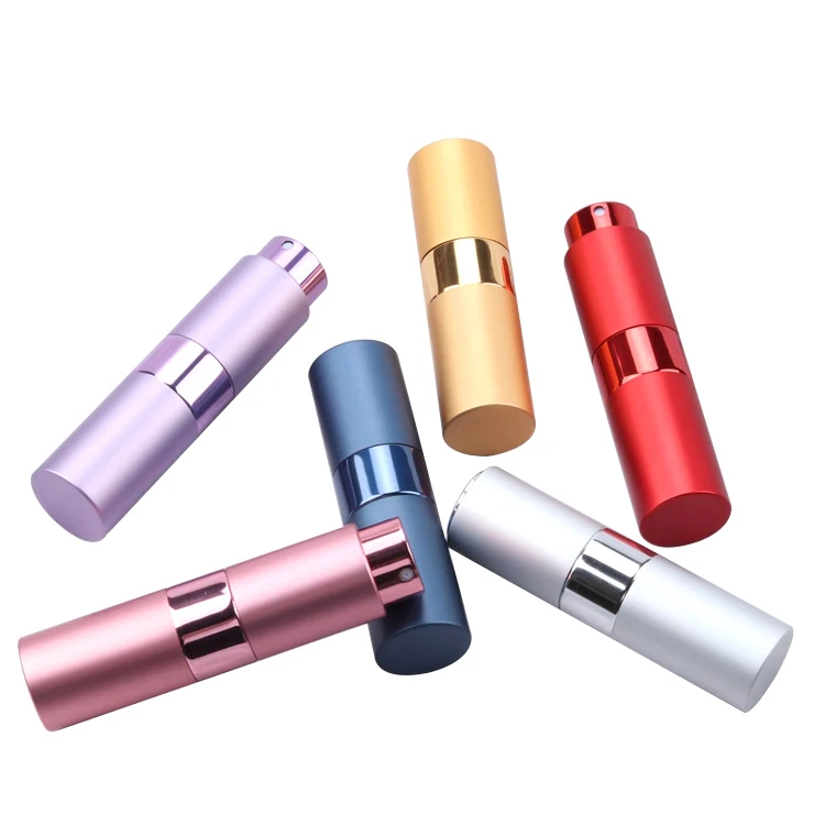 wholesale 8ml 10ml 15ml colorful twist aluminum perfume atomizer bottle refillable