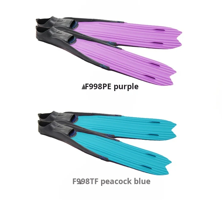 Professional free diving thermoplastic long fins for men and women all white deep diving fishing and rubber swim fins