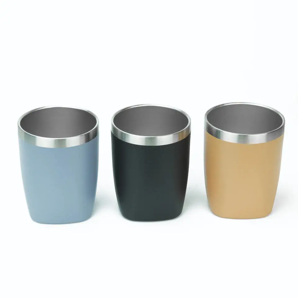 12oz 16oz  Stainless Steel Square Bottom Mug Tumbler with Lid Double Wall Vacuum Insulated Travel Mug