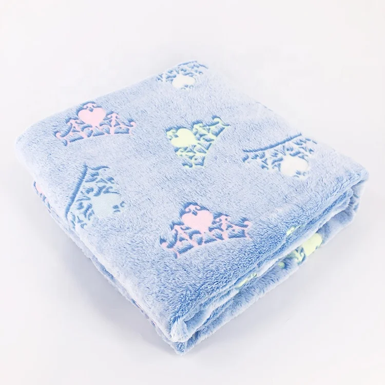 Plush Throw Blanket Pattern Shining Glow in The Dark Luminous Blanket Wholesale Custom Flannel for Kids Coral Fleece Fabric