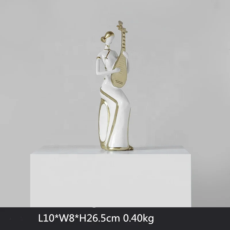 Chinese Classical White Porcelain Ladies Figurines Statue Ornaments Body Sculpture Simulation Art Sculpture Resin Crafts