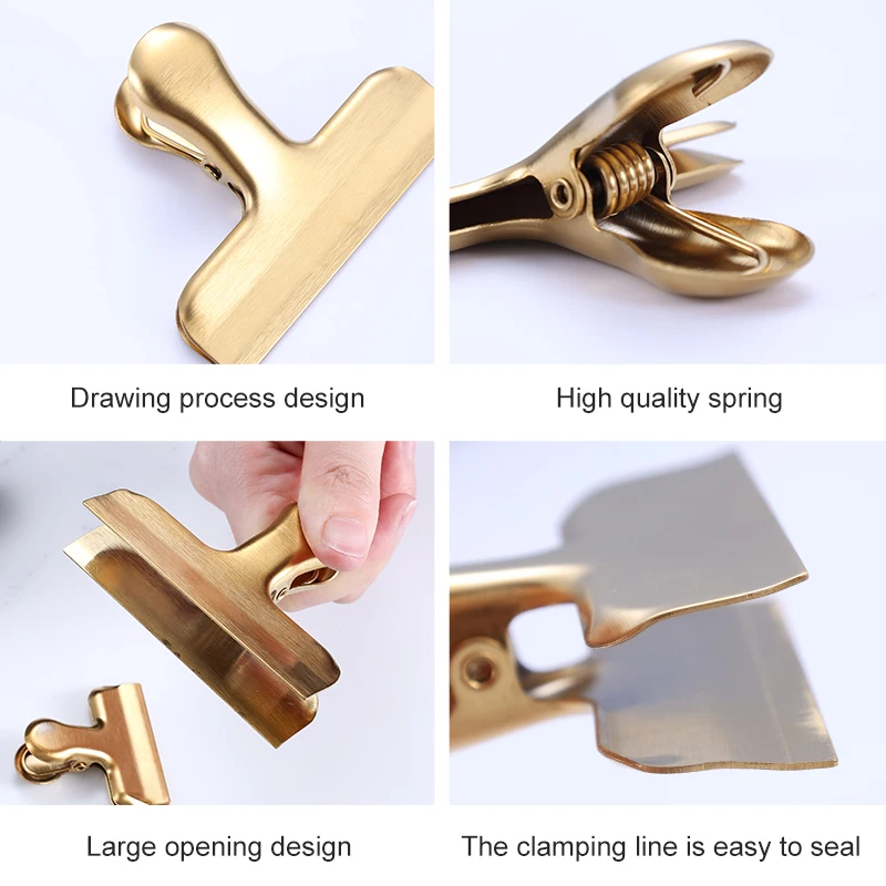 Wholesale Hot Sale Kitchen Metal Food Sealing Clip Stainless Steel Snack Coffee Food Sealing Clip